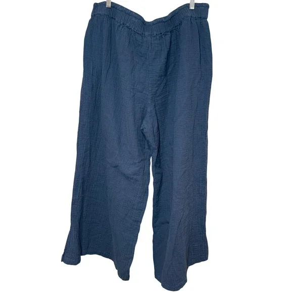 Pact Organic Coastal Double Gauze Split Hem Pants Blue Size XXL Lagenlook - Picture 5 of 11
